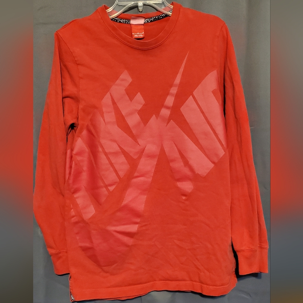 Y2K Nike Red on Red Oversize Logo Long Sleeve Shirt